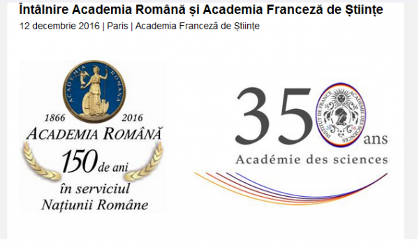 Întâlnirea dintre  Academia Română și Academia Franceză de Științe
