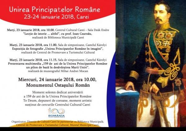 Unirea Principatelor Române sărbătorită în cerc închis la Carei