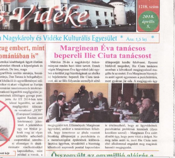 Dezinformare crasă a cititorilor de limbă maghiară în presa locală. Incitări la adresa consilierului Ilie Ciută în Joia Mare