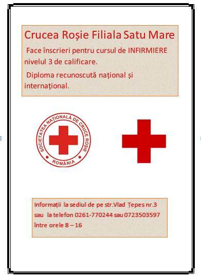Curs de infirmieră organizat de Crucea-Roșie