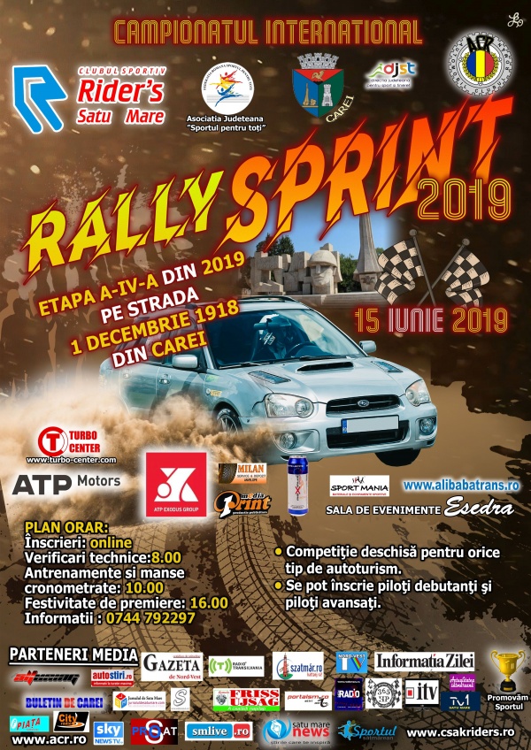 Zeci de concurenți înscriși la Rally  Sprint  Carei 2019
