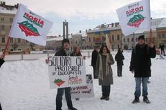 Protest extrem la Ministerul Mediului: Ecologistii s-au legat de caloriferul lui Borbely