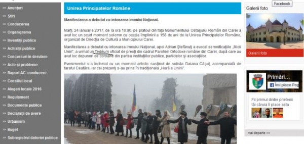 Limba română, pasăre rară pe site-ul Primăriei Carei
