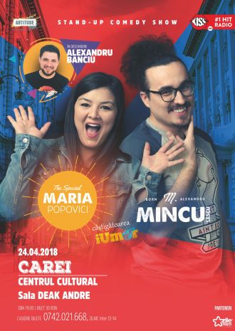 Show de stand-up comedy la Carei cu Maria Popovici, Mincu și Alexandru Banciu