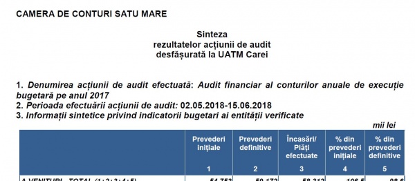 Raport de Audit financiar al Curții de Conturi: La Primăria Carei una se raportează la fisc și alta găsești în contabilitate