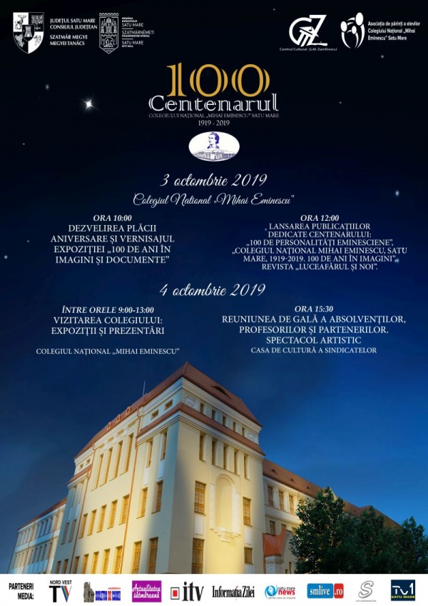 Centenarul Colegiului Național Mihai Eminescu. Invitație
