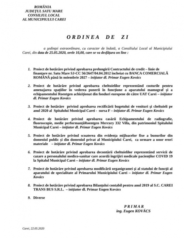 sedinta online 25 mai