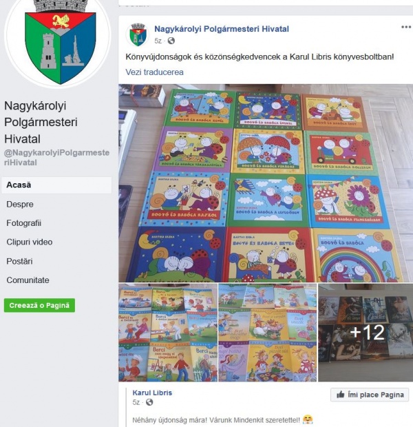Primăria Carei promovează doar titlurile  în limba maghiară de la librăria din subordinea sa