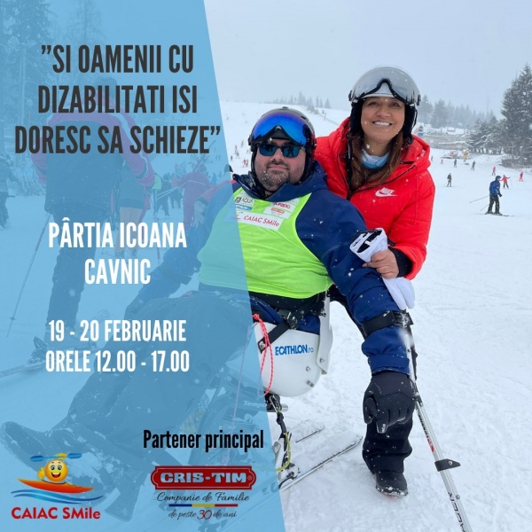 Campania de accesibilizare a practicării schiului pe pârtiile din România pentru persoanele cu dizabilități ajunge în Cavnic