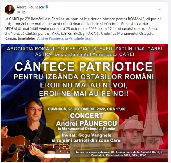 Andrei Păunescu dă glas cântecelor patriotice la Carei și tulbură liniștea conducerii Primăriei
