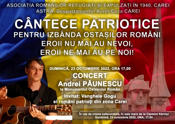 Andrei Păunescu revine la Carei pentru spectacolul patriotic organizat de Ziua Eliberării