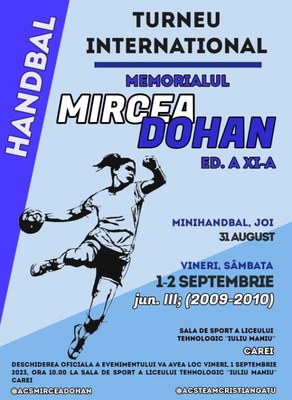 Memorialul Mircea Dohan la handbal ajunge la ediția a XI-a