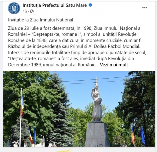 Prefectura Satu Mare anunță programul pentru Ziua Imnului. Nu și Primăria Carei