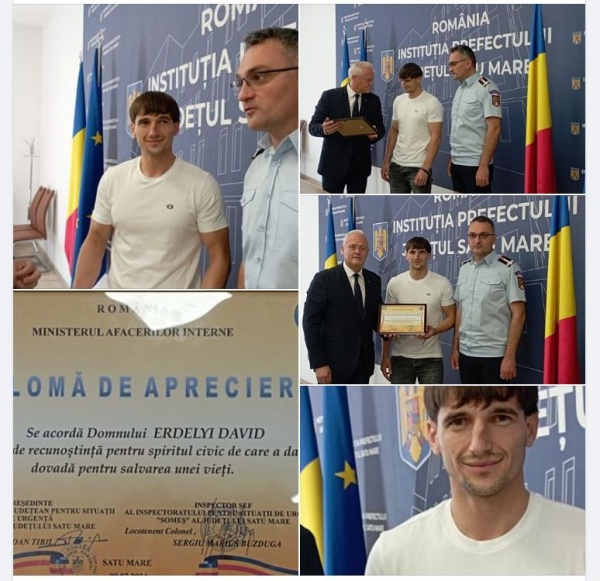 Diplomă de apreciere pentru salvatorul David