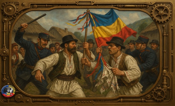 14 Iulie 1910 – Români bătuți și arestați de jandarmi unguri pentru purtarea tricolorului românesc. În România anului 2025 stegarul dac e arestat pentru același motiv