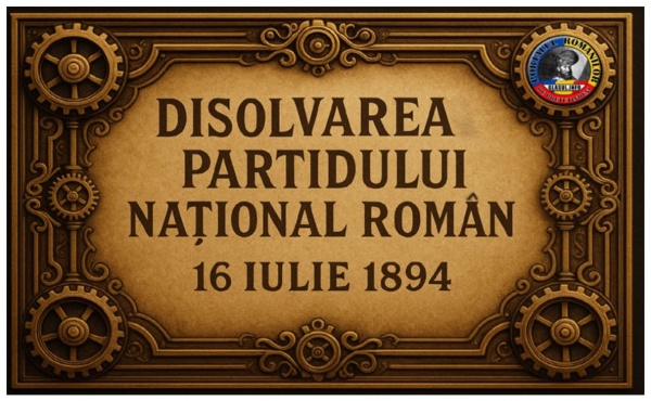 16 iulie 1894 – Guvernul maghiar a dispus dizolvarea Partidului Național Român din Transilvania și Ungaria