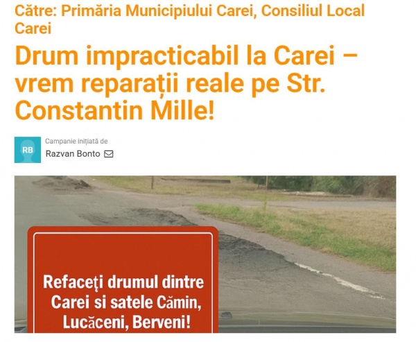 Careienii cer drumuri practicabile! Semnați petiția