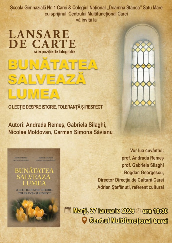Lansare de carte despre istorie și toleranță la Carei