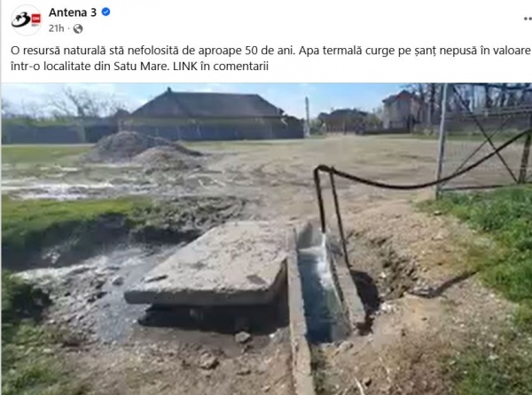 La Dindești apa termală curge în voie fără a fi valorificată. Se folosește la spălat haine, covoare…