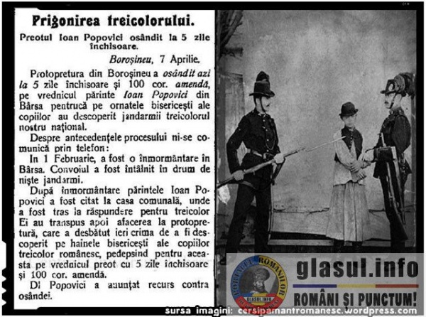 File de istorie românească. Preot osândit la închisoare pentru tricolorul românesc!
