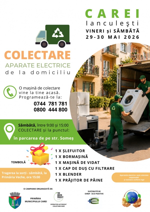 Colectare de aparate electrice uzate la Carei și Ianculești