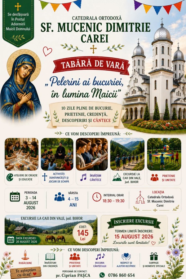 Tabără de vară pentru tinerii ortodocși din Carei