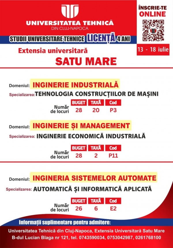 Vrei să studiezi aproape de casă? Oferta UTCN extensia Satu Mare