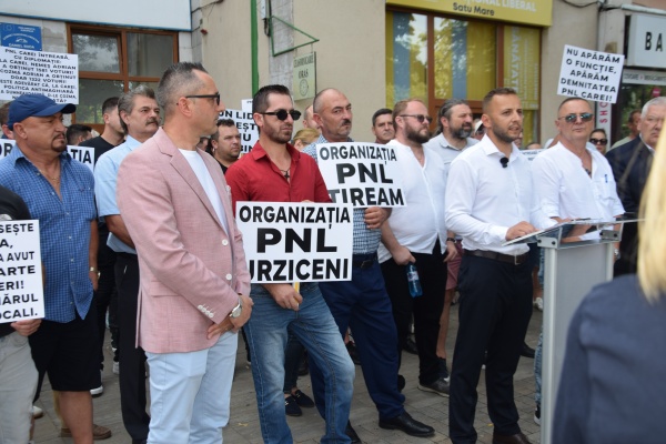 Apariție inedită la protestul PNL Carei. Pancartă a unei organizații PNL necunoscută la nivel județean