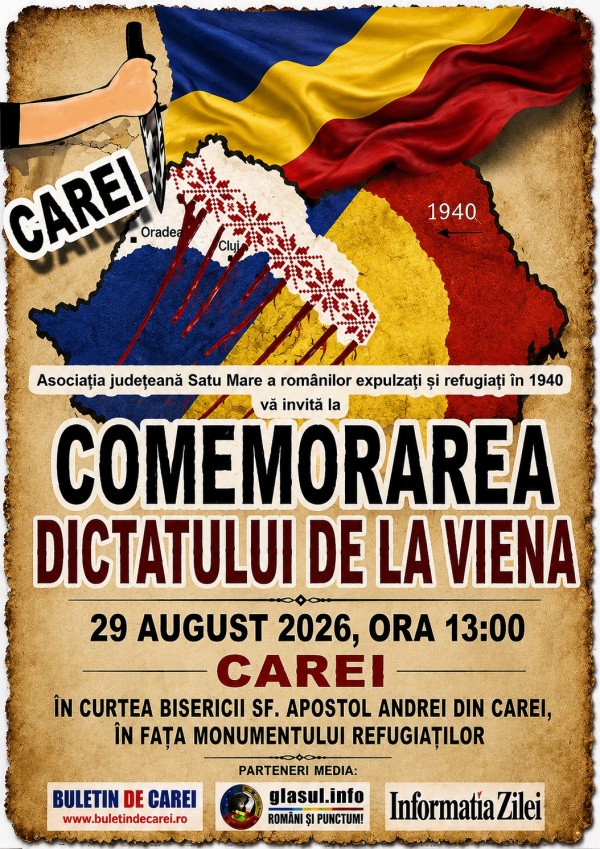 INVITAȚIE. Comemorarea victimelor Dictatului de la Viena