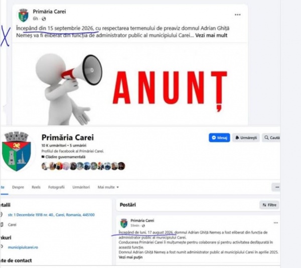Haos pe pagina Primăriei Carei